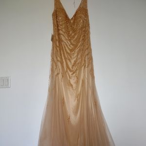 New 🎀 Glow handmade gold beads Sequins mesh tulle flowy v-neck Shine Sparkle